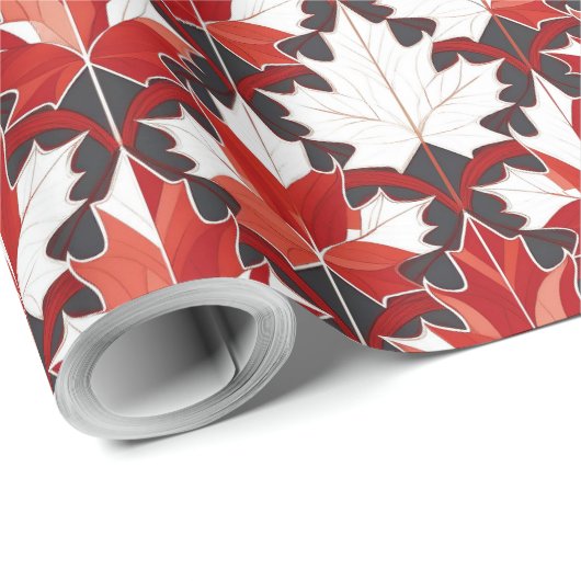 Creatief Canadees esdoornblad patroon ID1072 Cadeaupapier (Rol Hoek)