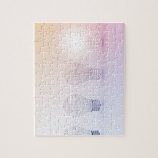 Creatief denken met lichte lamp verlicht legpuzzel (Verticaal)