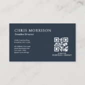 Creatief Directeur Foto QR Code Marineblauw Visitekaartje (Achterkant)