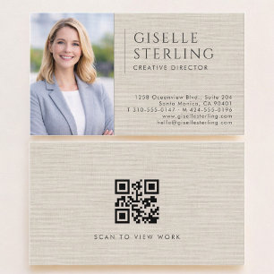 Creatief Directeur Linnen Foto QR Code Visitekaartje