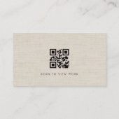 Creatief Directeur Luxe Neutrale Linnen QR-code Visitekaartje (Achterkant)