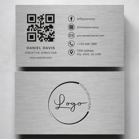 Creatief Directeur Metaal QR Code Visitekaartje