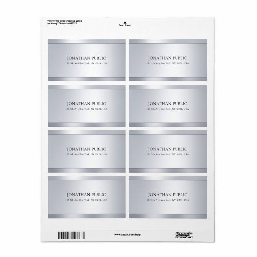 Creatief eenvoudig modern, zilver verzendadres etiket (Full Sheet)