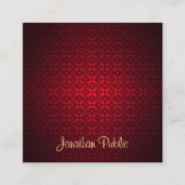 Creatief Elegant Red Damask Calligrafie-script Vierkante Visitekaartje (Voorkant)
