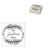 Creatief familie retour adres | Elegante krans Rubberstempel (Gestempeld)