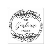 Creatief familie retour adres | Elegante krans Rubberstempel (Afrduk)