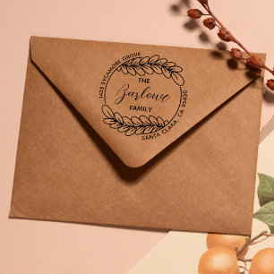 Creatief familie retour adres   Elegante krans Rubberstempel
