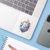 Creatief Fire and Ice Cat Design Sticker (Laptop met iPhone)