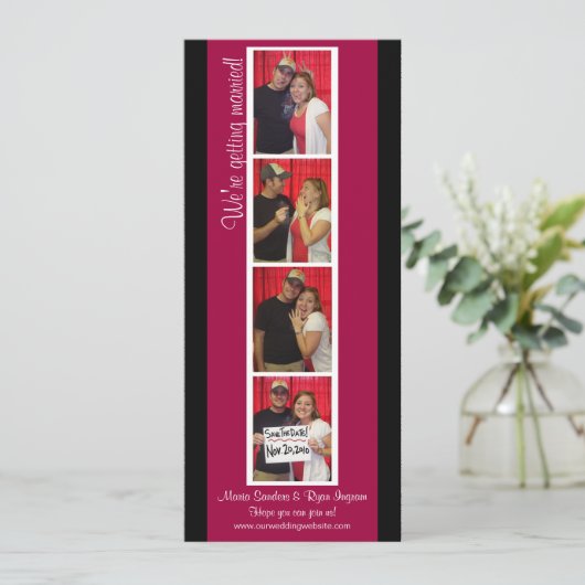 Creatief Fotohokje Save the Date (Rood & Zwart) (Staand voorkant)