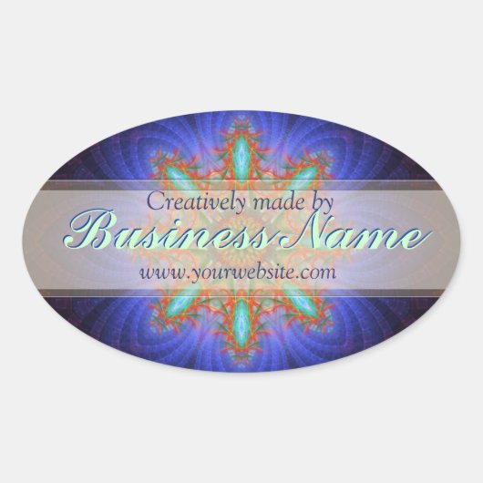 Creatief gemaakt door fractaal kunstproductretiket ovale sticker (Voorkant)