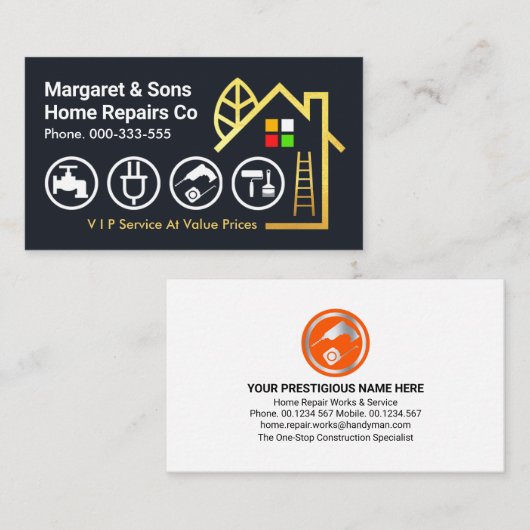 Creatief Goud Bouwen Handyman Tools Visitekaartje (Voorkant / Achterkant)