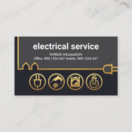 Creatief Goud de Bouw Elektrische Machtslijn Visitekaartje (Voorkant)