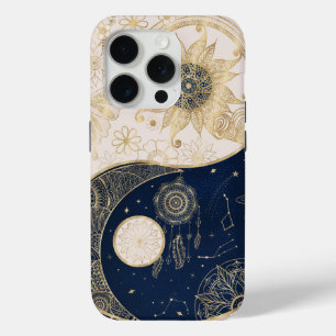 Creatief Goud Yin Yang Nachtdag Mandala iPhone 15 Pro Case