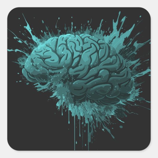 Creatief Green Splash Brain Design Vierkante Sticker (Voorkant)