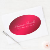 Creatief handschrift elegant modern karmijnrood ovale sticker (Envelop)