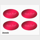 Creatief handschrift elegant modern karmijnrood ovale sticker (Vel)