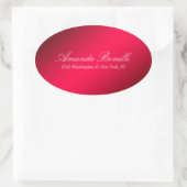 Creatief handschrift elegant modern karmijnrood ovale sticker (Tas)