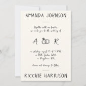 Creatief handschrift Script & Monogram Wedding Kaart (Voorkant)