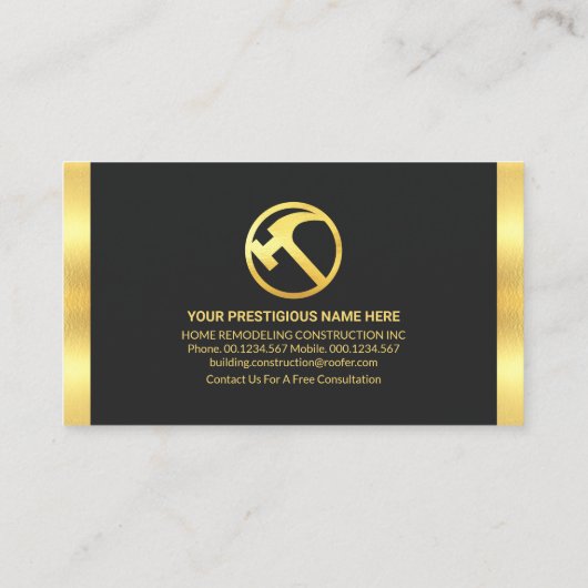 Creatief Handyman gereedschap met gouden strepen Visitekaartje (Achterkant)