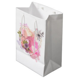 Creatief hart gestript met waterkleursplaat medium cadeauzakje