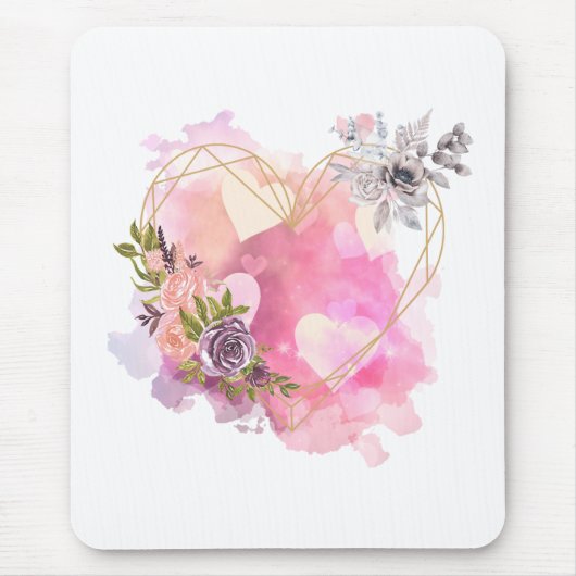 Creatief hart gestript met waterkleursplaat muismat (Voorkant)