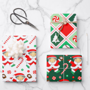 Creatief honkbal kerstcadeau verpakking inpakpapier vel