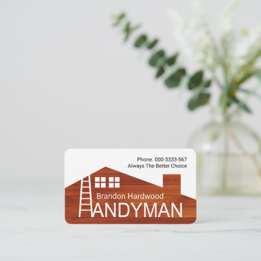 Creatief houten gebouw Rooftop Visitekaartje (Staand voorkant)