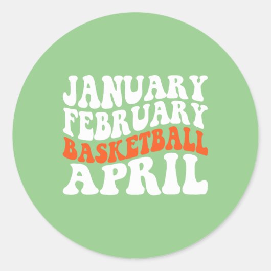Creatief Januari Februari Basketbal April Basketb Ronde Sticker (Voorkant)