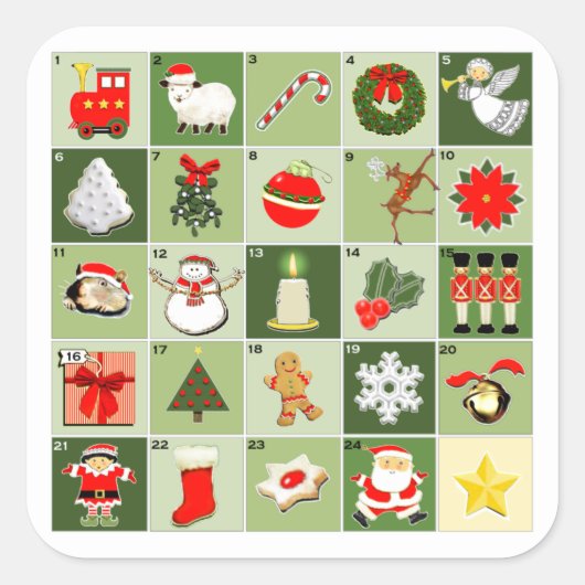 Creatief Kerstmis Aftellen Vierkante Sticker (Voorkant)