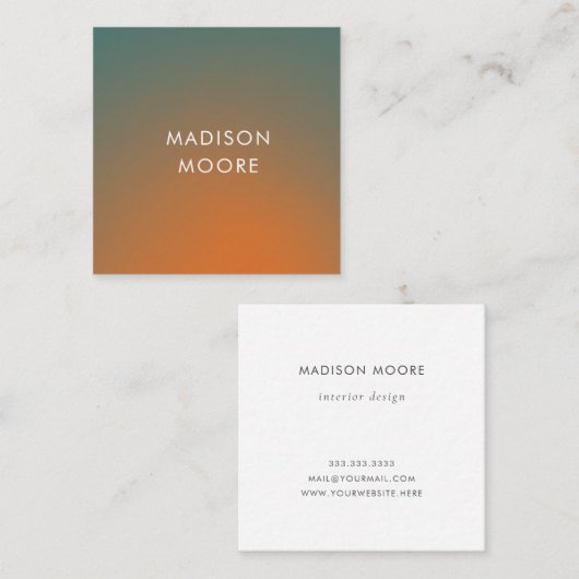 Creatief kleurrijk Blauwgroen Oranje gradiënt ombr Vierkante Visitekaartje (Voorkant / Achterkant)