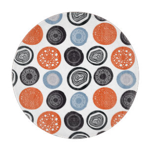 Creatief, kleurrijk geometrisch cirkelpatroon. snijplank