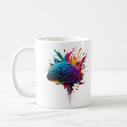 Creatief Kleurrijk Splash Brain Design Koffiemok (Links)