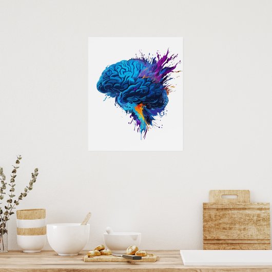 Creatief Kleurrijk Splash Brain Design Poster (Keuken)