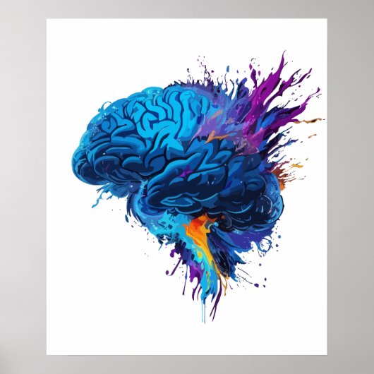 Creatief Kleurrijk Splash Brain Design Poster (Voorkant)
