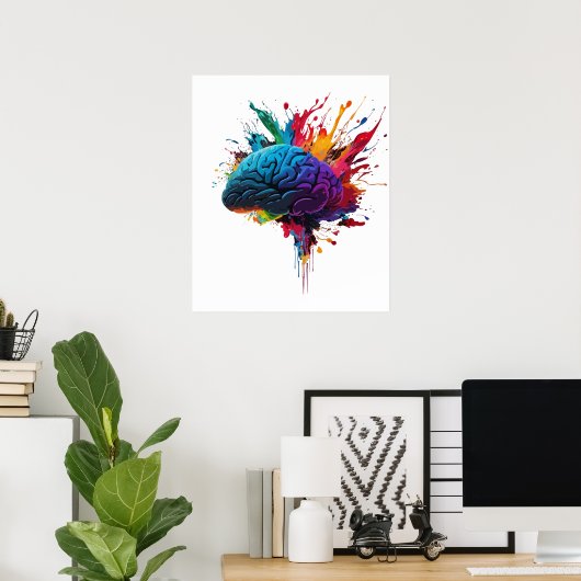 Creatief Kleurrijk Splash Brain Design Poster (Thuiskantoor)