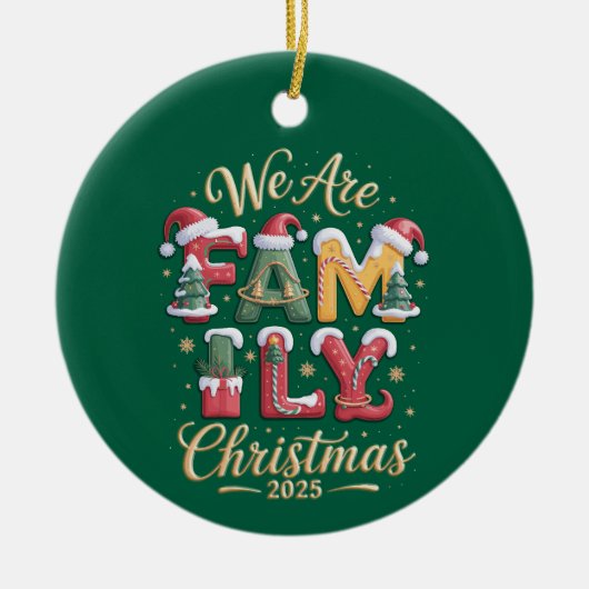 Creatief & Leuk Familie Kerstfeest Keramisch Ornament (Voorkant)