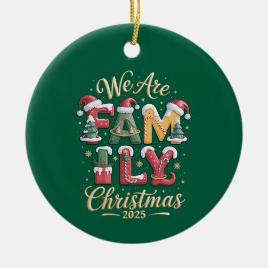 Creatief & Leuk Familie Kerstfeest Keramisch Ornament (Voorkant)