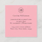 Creatief Licht Roze Unieke Mooie QR Code Logo Vierkante Visitekaartje (Achterkant)