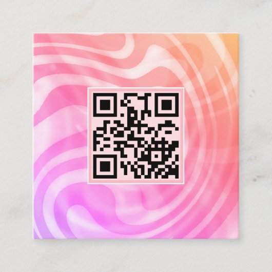 Creatief Licht Roze Unieke Mooie QR Code Logo Vierkante Visitekaartje (Voorkant)