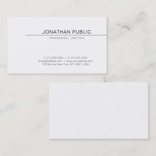 Creatief minimaal design elegant wit modern visitekaartje (Voorkant / Achterkant)