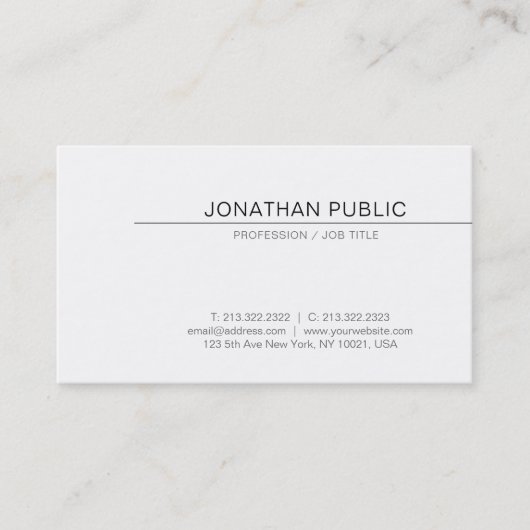 Creatief minimaal design elegant wit modern visitekaartje (Voorkant)