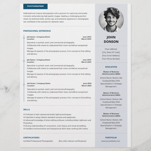 Creatief Minimalistisch Schoon CV (Voorkant)