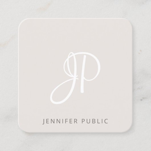 Creatief Modern Elegant Monogram Sjabloon Vierkante Visitekaartje (Voorkant)