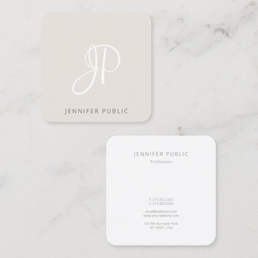 Creatief Modern Elegant Monogram Sjabloon Vierkante Visitekaartje (Voorkant / Achterkant)