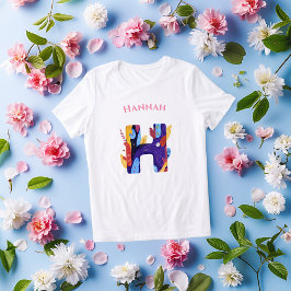 Creatief Monogram - Letter H Kleurrijke Verjaardag Tri-Blend Shirt