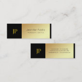 Creatief Monogram Zwart en Goud Design De Luxe Mini Visitekaartje (Voorkant / Achterkant)