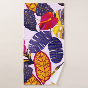 Creatief naadloos patroon met tropische bladeren e badhanddoek