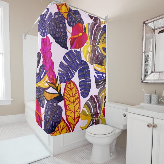 Creatief naadloos patroon met tropische bladeren e douchegordijn (In situ)