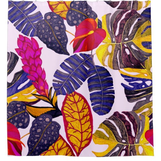 Creatief naadloos patroon met tropische bladeren e douchegordijn (Voorkant)