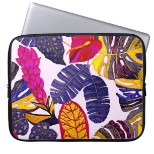 Creatief naadloos patroon met tropische bladeren e laptop sleeve
